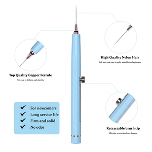 Pinceaux à ongles rétractables 4-en-1 Hechunzi au design <span class=keywords><strong>brevet</strong></span>é, avec manche en acrylique bleu, pour le nail art et les fournitures d'onglerie - Product Image 5
