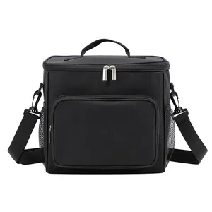 600d Polyester Schulter Bodybuilding Black Box Lunch Bag maßge schneiderte Logo bedruckte Kühltasche