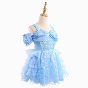 Vestido de Ballet Tutú de Poliéster con Lentejuelas Azules para Niñas, Disfraz de Actuación Infantil con Estampado Brillante para Fiestas - Product Image 5