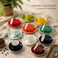 Service à expresso moderne de luxe en porcelaine raffinée avec soucoupe pour latte art, compatible lave-vaisselle, approvisionnement direct usine