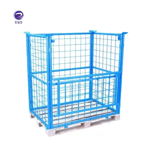 Wholesale lockable logistic industrial powder coating foldable steel cage pallets
