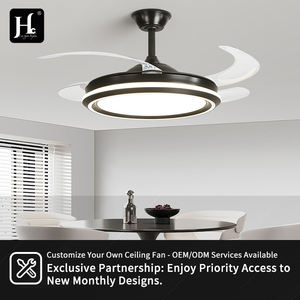 Ventilador de Techo Moderno con Luz LED Retráctil Invisible, Color Negro, con Control Remoto para Sala de Estar y Dormitorio - Product Image 6