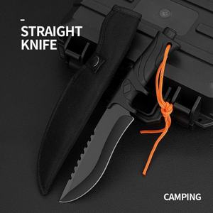 Cuchillo de pesca de hoja fija, tipo Bowie, para exteriores y camping, de acero inoxidable con mango de plástico, 4 mm de grosor, DIY OEM, 20 cm - Product Image 1