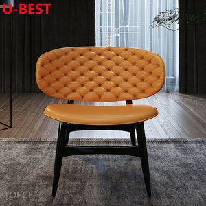 Fauteuil en cuir <span class=keywords><strong>Dalma</strong></span> U-Best, design italien minimaliste moderne, structure en bois massif, pour la maison et l'hôtel - Product Image 2
