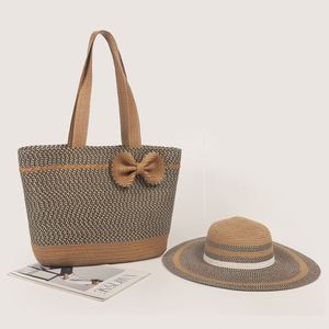 Wholesale Female Beach <b>Bag</b> and Cowboy Straw <b>Hat</b> Set Sports Tote Shoulder <b>Bag</b> with Breathable Comfort - Product Image 1