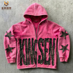 Sweat à capuche d'hiver pour homme avec logo frontal personnalisé, effet délavé, en molleton épais 100 % coton, imperméable et écologique - Product Image 4