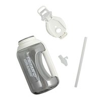 Bouteille de Sport en Plastique Transparent de 2 Litres avec Paille et Bec Verseur