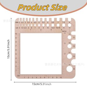 Regla de madera para medir el grosor del hilo, 15 cm, herramienta cuadrada para medir el hilo para trabajos de punto - Product Image 5