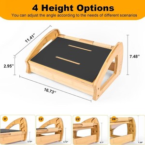 Wooden Footstool Adjustable Height <b>Bathroom</b> <b>Stool</b> Home Office Leg Rest Minimalist Design Modern Appearance - Product Image 4