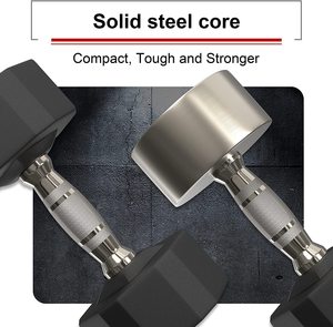 <span class=keywords><strong>PROIRON</strong></span> 14kg Núcleo de acero inoxidable antideslizante Gimnasio Entrenamiento de fitness 12 lados Hex <span class=keywords><strong>Mancuernas</strong></span> recubiertas de goma en par - Product Image 3