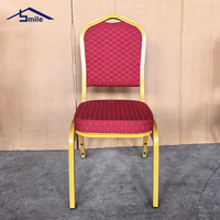 Chaises de banquet empilables pour hôtel avec sièges en tissu rembourrés, support dorsal ergonomique, structure en fer pour mariage, fête, conférence