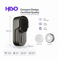 Sonnette vidéo intelligente pour porte d'entrée avec WiFi, 1920x1080, H264, H265, vision nocturne ICR 140 degrés, 25 ips, audio full duplex et détection de présence