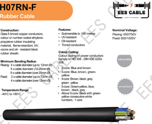 Câble en caoutchouc VDE H07RN-F 2 3 4 5 conducteurs, câble H05RN-F H07RN-F SJTOW SEOOW SJEOOW 1X16MM2 2*50MM2 3X240MM2 H07RNF - Product Image 4