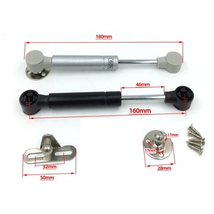 FGA GS002 Amortiguador de Gas Corto de 180mm, Cilindro Hidráulico, Resorte de Gas de 60N, Cierre Suave, Gris/Negro, Electrochapado, para Mueble de Madera - Product Image 1