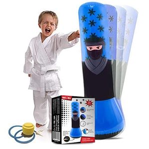 Sac de frappe gonflable Ninja pour enfants, sac de frappe rebondissant, jouet d'entraînement de boxe et de karaté pour les 3 à 7 ans, cadeau pour la gestion de la colère - Product Image 1