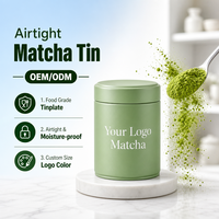 Boîte à thé matcha ronde OEM en fer blanc mat, hermétique, pour café et thé matcha, avec logo personnalisé en relief, 30g 50g 100g, boîte en fer blanc pour matcha