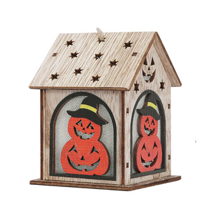 เครื่องประดับบ้านไม้สำหรับวันฮาโลวีน ลายแมวแม่มดหัวกะโหลก ของตกแต่งภายในบ้าน 20180105 - Product Image 5