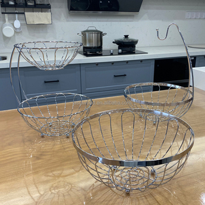 <strong>Basket</strong> Iron Wire Kitchen <strong>Vegetable</strong> 2 Tier Fruit <strong>Basket</strong> <strong>Stand</strong> With Banana Hanger Fruit <strong>Baskets</strong> - Product Image 2
