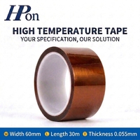 Doigt d'or 	   Ruban d'isolation haute température en polyimide avec adhésif silicone résistant à la chaleur, largeur 60 mm, longueur 30 m, épaisseur 0,055 mm