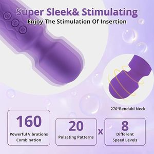 Vibrador de Silicona de Bajo Ruido para Punto G, 20 Frecuencias, Varita AV, Orgasmo Femenino, Masaje de Impacto Fuerte, Impermeable, Juguete Sexual USB, Venta al por Mayor - Product Image 3