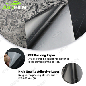 Vinilo para Automóviles <span class=keywords><strong>ASD</strong></span> de Alta Calidad, 1.52*18M, Fibra de Carbono 3D, PET Negro Fantasma, Baja Adherencia, Grano Espiral Cromado, Película de Recubrimiento de Carbono Forjado - Product Image 5