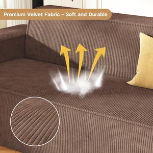 Modern 3-Seater Memory Foam Sectional Sofa Deep Seat Corduroy Fabric Compressed in a <b>Box</b> for Home or Hotel Use - Product Image 3