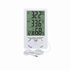 TA298 внутренний термометр гигрометр часы беспроводной в режиме реального времени измеритель влажности цифровой ЖК-дисплей измеритель температуры в помещении