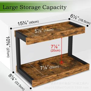 Double Layer Wooden Spice <b>Rack</b> Organizer 2 Tier <b>Kitchen</b> Countertop <b>Storage</b> Stand Solid Wood Multifunctional Display <b>Rack</b> - Product Image 4