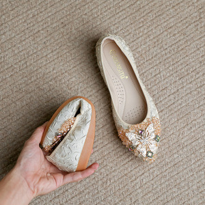 Kích Thước 35-45 Sang Trọng Sáng Bóng Satin Căn Phẳng Ngón Chân Nhọn Váy Bơ<span class=keywords><strong>m</strong></span> Phụ Nữ Nữ Diễn Viên Ballet Giày Phẳng Cho Đá<span class=keywords><strong>m</strong></span> Cưới Bên Giày Đi - Product Image 5