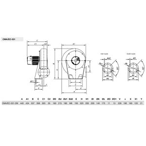 Ventiladores centrífugos de presión media monofásicos de 230 V 50/60 Hz de la marca SODECA, nuevos, resistentes al agua y a prueba de agua. - Product Image 4