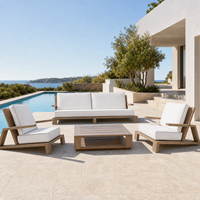 Ensemble de jardin extérieur quatre pièces en bois massif durable, confortable, avec canapé d'extérieur imperméable en teck
