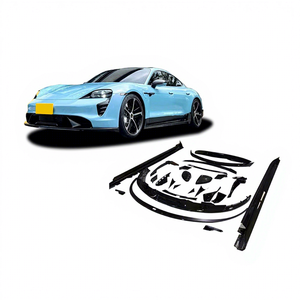 Kit carrosserie en fibre de carbone style Tec-hart pour Porsche Taycan : Lame avant, coques de rétroviseurs, jupes latérales, diffuseur arrière, aileron arrière type bec de canard - Product Image 1