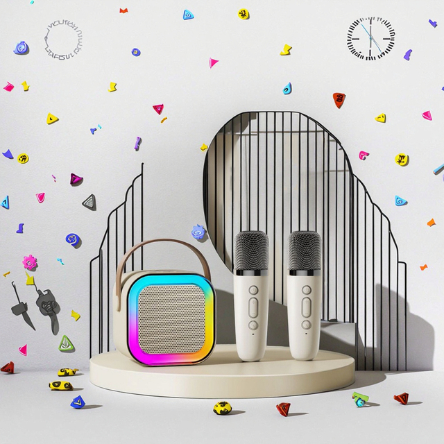 Mini Karaoke Machine with 2 Wireless Microphones Kids Portable Karaoke Machine for 3-12+Year Old Best Birthday Christmas Gift