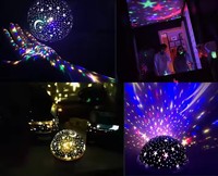 Usine étoile veilleuse lampe de Projection lune étoile projecteur 360 degrés rotatif 4 ampoules LED changement de couleur avec câble USB