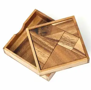 Quebra-cabeças educacional, quebra-cabeças de madeira para crianças, 7 peças, quebra-cabeças tangram