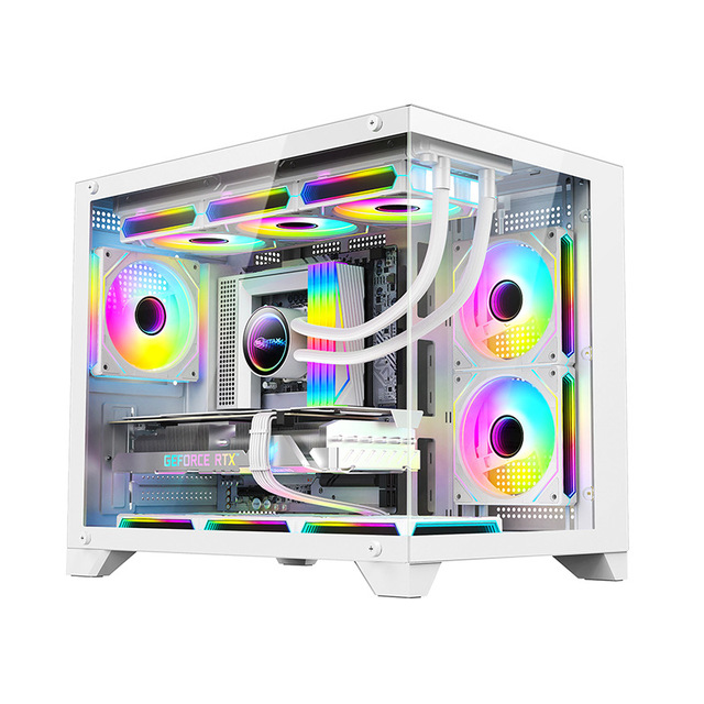 Gaming PC Case RGB Desktop Computer Tower Tempered Glass ATX Custom Gamer PC Case Cool Design