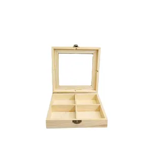 定制木质透明亚克力礼品盒，四盒戒指耳环珠宝储物木盒
