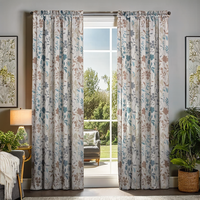 Rideau de fenêtre imprimé floral 100% polyester, panneau de rideau décoratif doux pour la décoration de la maison, de la chambre, du salon, de l'hôtel