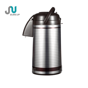 Bouilloire isotherme à double paroi en verre avec intérieur en acier inoxydable, couvercle à poignée, isolation thermique 12-24 heures, motif rayé - Product Image 1