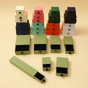 Caja de Joyería de Alta Gama con Diseño de Cajón, Forro de Esponja, Estampado, Caja de Papel Extraíble para Aretes, Anillos, Pulseras y Collares - Product Image 1