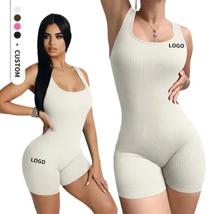 Customize factory of Seamless Body Shaper Lucky Label Jumpsuit Adult One piece jumpsuit with Short pants