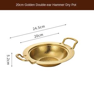 وعاء طهي كوري من الفولاذ المقاوم للصدأ 304 غير لاصق ذهبي سميك لطهي المأكولات البحرية مع مقبضين مزدوجين للغاز والحث - Product Image 6