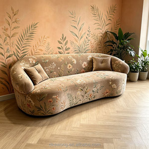 Sofá de tela minimalista F084 con forma ondulada, textura geométrica en relieve, sofá de salón para interiores, mueble de sofá para el hogar. - Product Image 5
