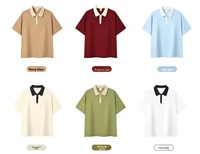 Logo personnalisé Jersey brodé pour Polo Peigné Long Staple Sergé Coton Solide Motif Revers Manches Courtes Anti-Rides