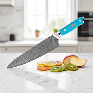 Couteau <span class=keywords><strong>de</strong></span> <span class=keywords><strong>chef</strong></span> en acier Damas KEENHOPE AUS-10, couteaux <span class=keywords><strong>de</strong></span> <span class=keywords><strong>cuisine</strong></span> japonais avec manche en résine composite <span class=keywords><strong>pierre</strong></span> turquoise bleue - Product Image 3