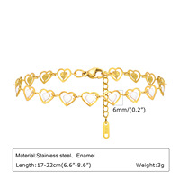 Bracelet pour femme en acier inoxydable, chaîne à maillons, pendentif en forme de cœur blanc, fleur, cerise, couleur dorée électrolytique, tendance