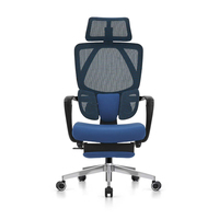 Chaise de bureau ergonomique de direction avec repose-pieds rétractable - Chaise de bureau en tissu à dossier haut avec appui-tête 3D et soutien lombaire