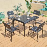 Ensemble de table à manger carrée en aluminium moderne de haute qualité pour hôtel et usage extérieur, meubles de patio durables et imperméables