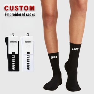 Customized Knitted Embroidered Logo <b>Socks</b> for woman Sports High Quality Cotton Personalized Ankle Crew <b>Socks</b> Wholesale - Product Image 1
