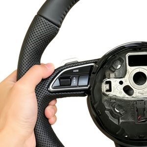 Volante de Cuero Negro Cosido a <span class=keywords><strong>Mano</strong></span> para Audis A3 A4 A5 A6 A8 Q5 RS3 RS7 Q7 C6 C8 A8 S6 S7 B8 B8.5 B9 S3 S4 S5 - Product Image 2
